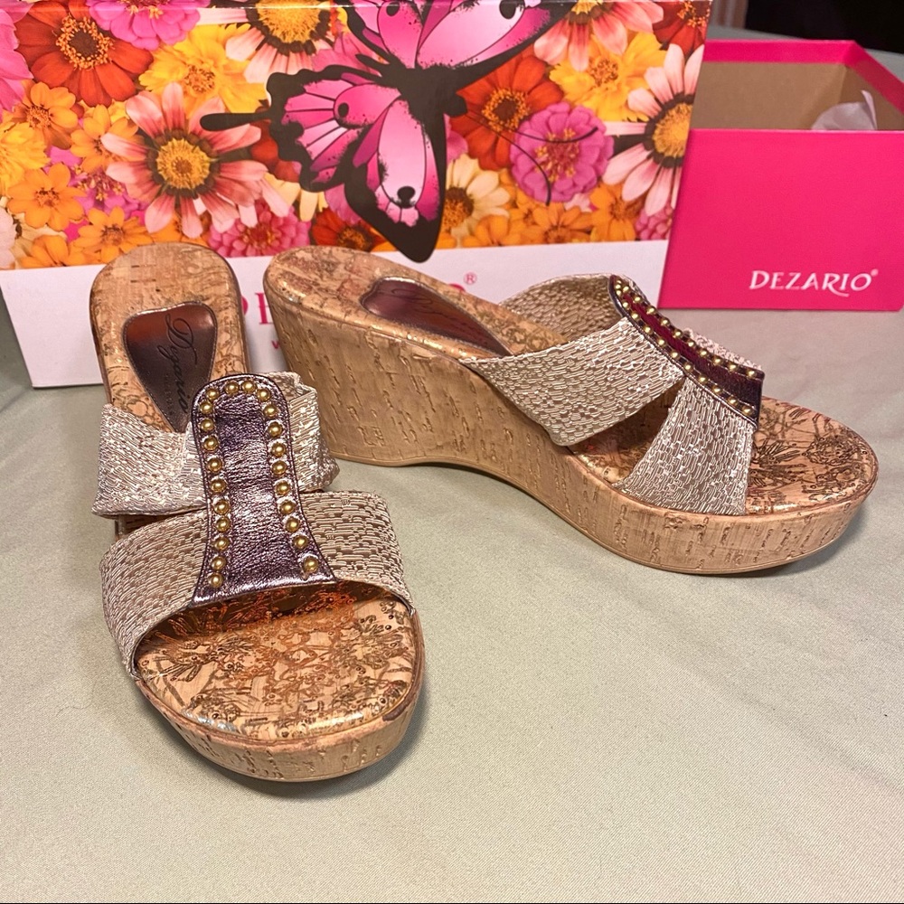 Dezario Cork Wedge Heels Size 38